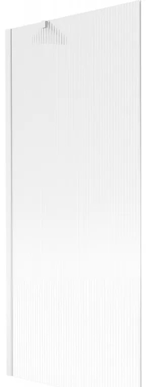 Mexen Next, vaňová zástena 1-krídlová 80 x 150 cm, fixné krídlo, 6 mm sklo s pruhmi, biely profil, 895-080-000-00-09-20