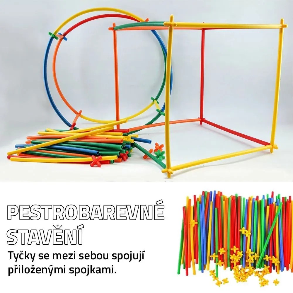 Zaparkorun Kreatívna detská modelovacia stavebnica - skladacie tyčky - 500 dielikov