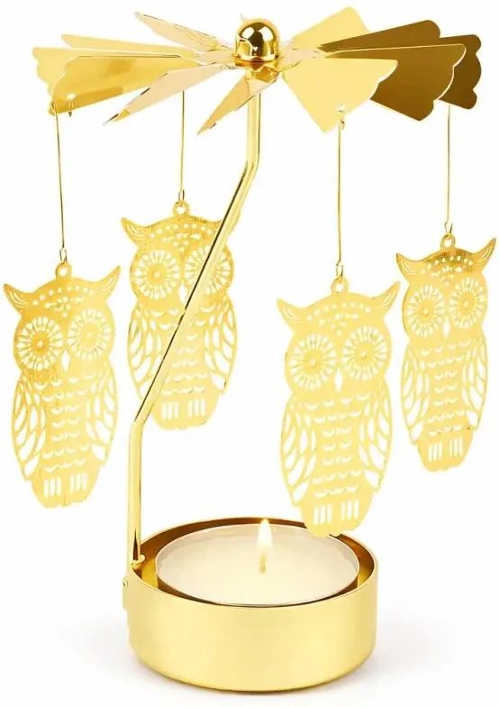 DECOLED Andělské zvonění, 8 × 13 cm, sovy, zlaté