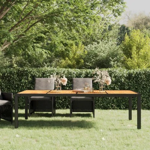 vidaXL Záhradný stôl čierny 250x100x75 cm polyratan-