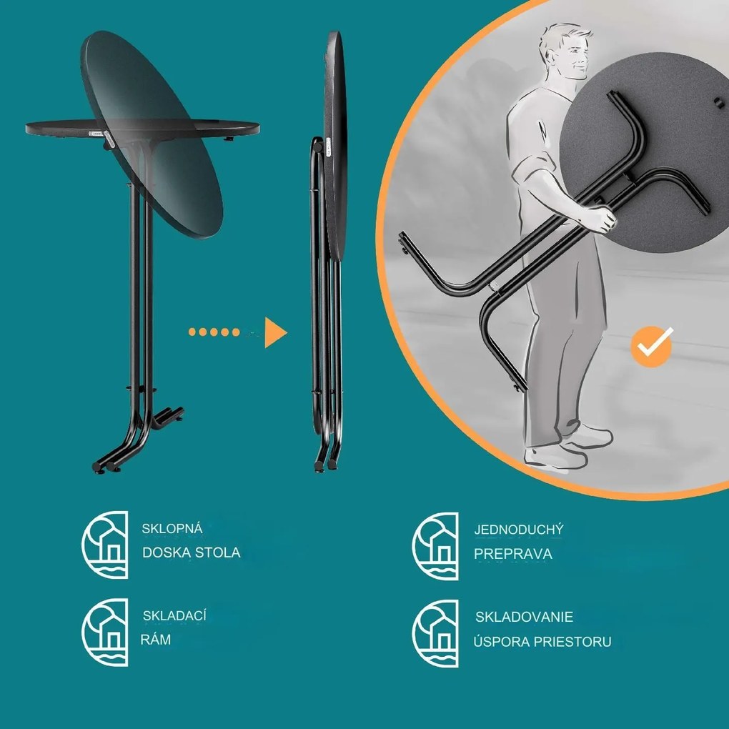 InternetovaZahrada Skladací barový stôl Ø80 cm - antracit