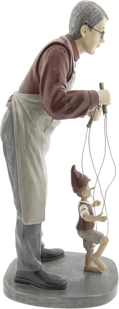 Dekorácia muž s bábkou Pinocchio - 16*14*36 cm