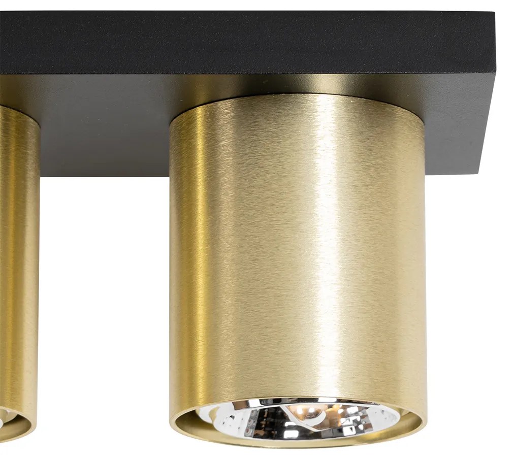 Moderné stropné bodové svietidlo čierne so zlatým 4-svetlom - Tubo
