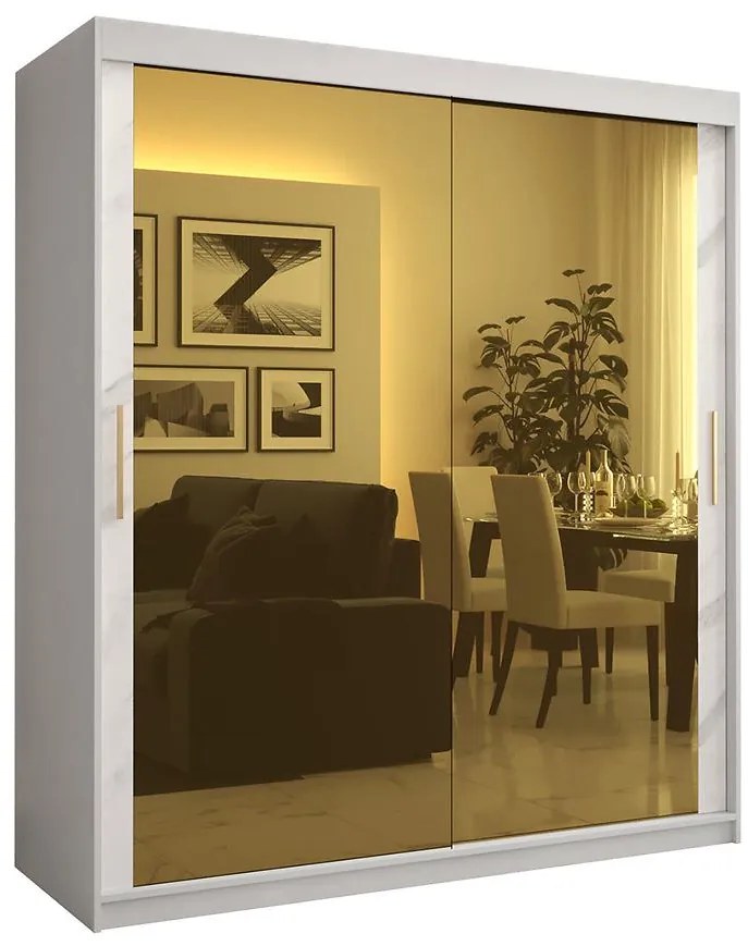 Skriňa Platinum T3 180 biely mramor/biely