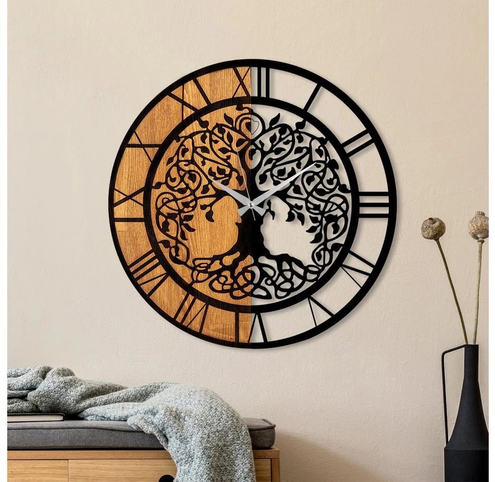 Nástenné hodiny pr. 56 cm 1xAA drevo/kov