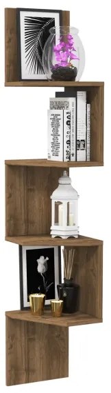 Rohová nástenná polica DESALDO 155,2x29,6 cm hnedá