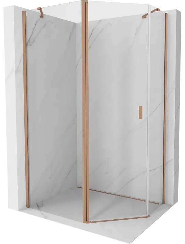 Mexen Mist, päťuholníkový sprchový kút výklopný 100 x 80 cm, číre sklo, medený matný profil, 8A8-100-080-65-00