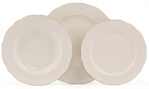18-dielna jedálenská súprava biela/zlatá/porcelán