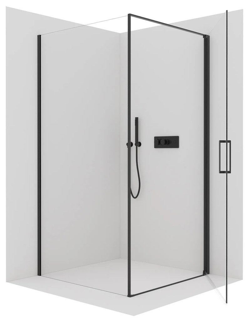 Cerano Porte, 1-krídlový sprchovací kút 80x100 cm, 8mm číre sklo, čierny profil, CER-CER-413570