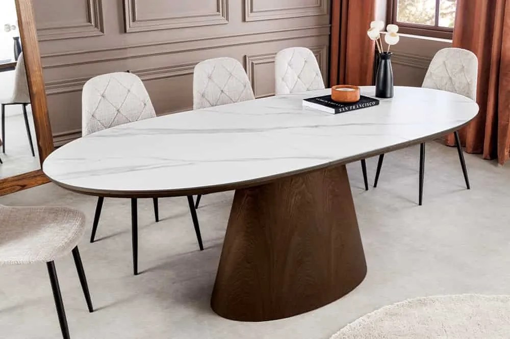 Oválny rozkladací jedálenský stôl Parthenia 160-200 cm tmavý orech