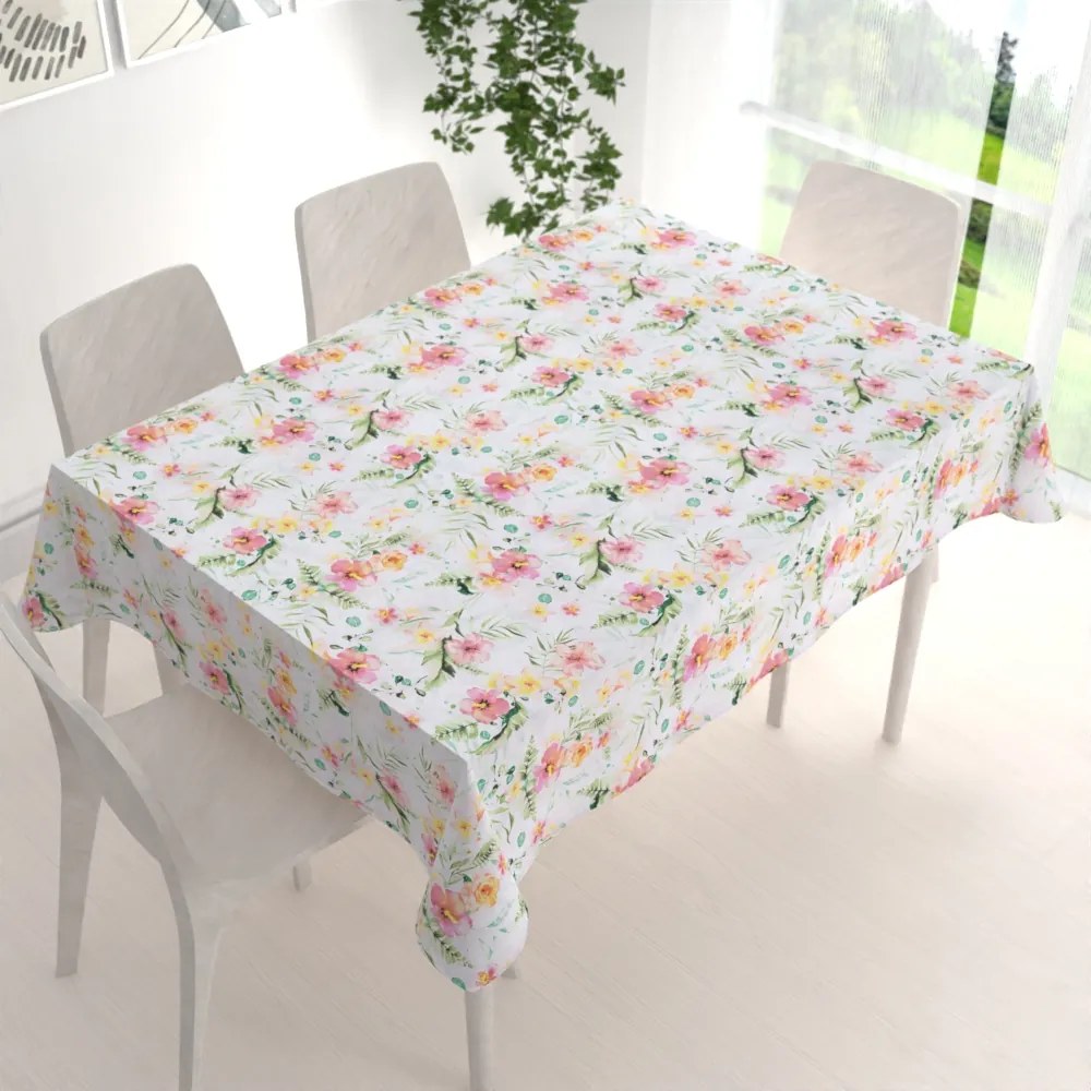 Biante Bavlnený obdĺžnikový obrus Sandra SA-283 Havajské kvety 50x100 cm