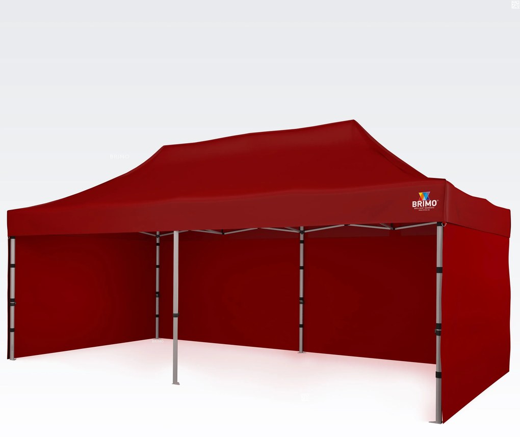 BRIMO Svadobný stan 3x6 m hliníkový – Elegantný a rýchlorozkladací - s 3 stenami - Červená 15