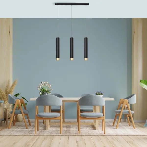 LED Luster na lanku TUBA 3xGU10/4,8W/230V čierna/zlatá