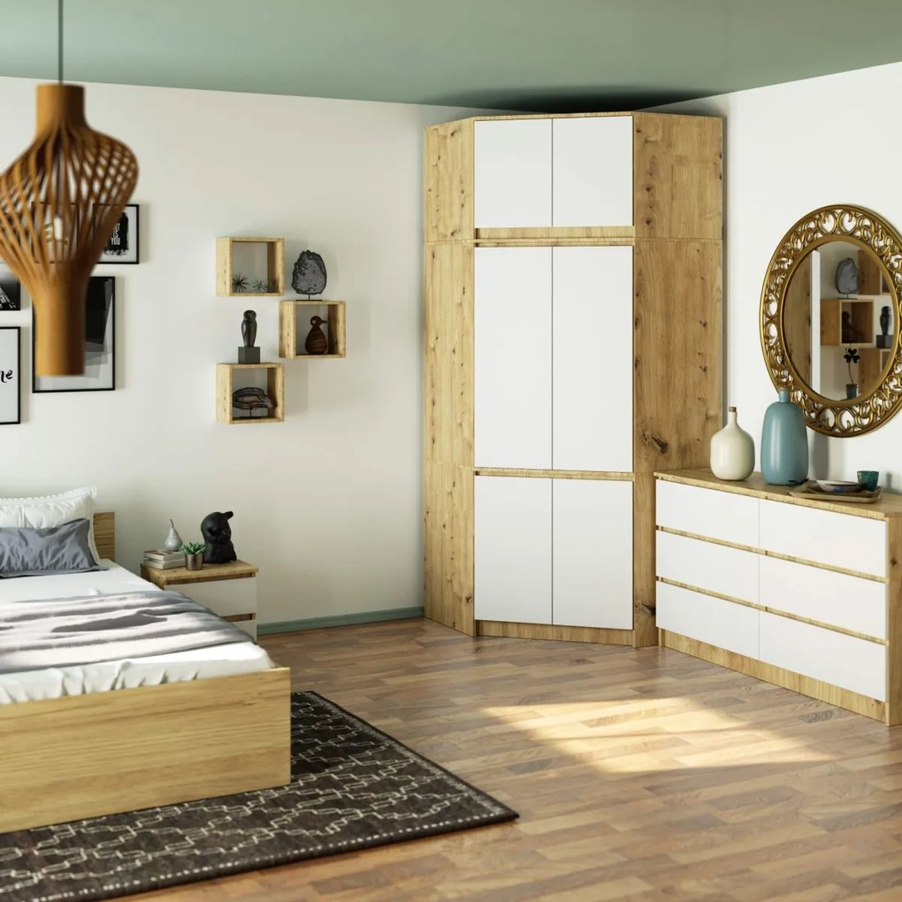 Nástavec na rohovú šatníkovú skriňu CLP 100 cm dub artisan/biely