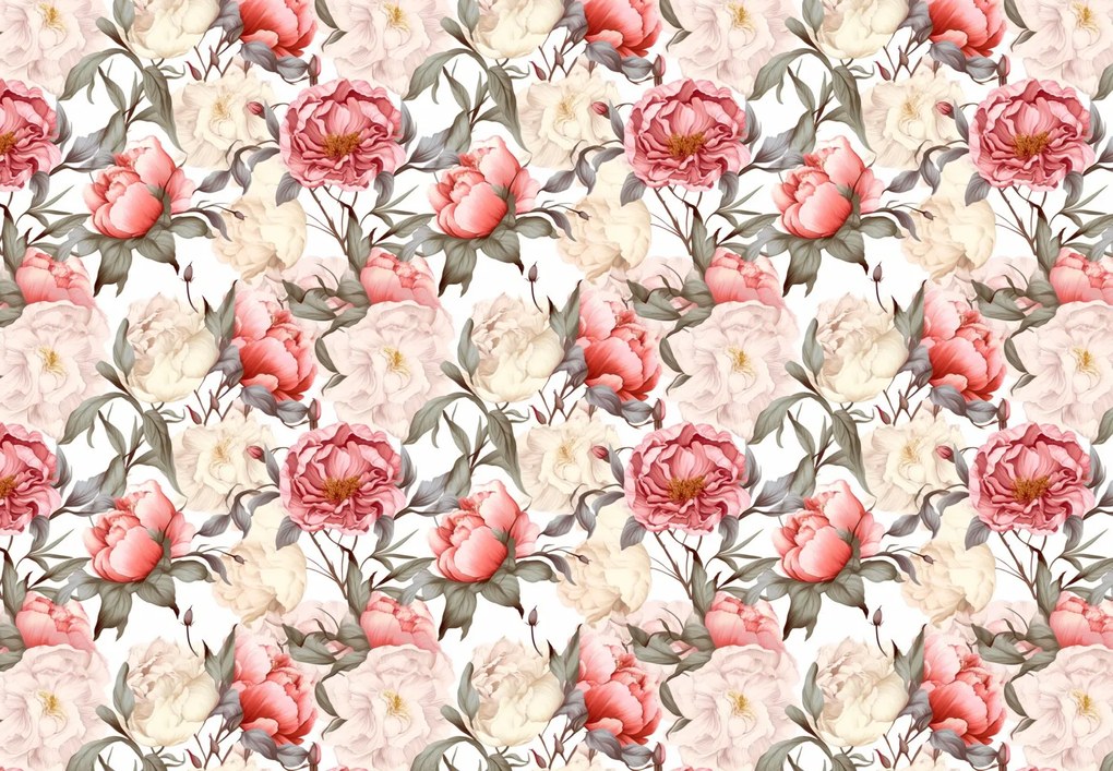 Fototapeta – Červené a biele kvety (147x102 cm)