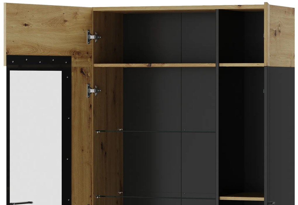 Vitrína Lucas II 12 90 cm dub Artisan/čierna