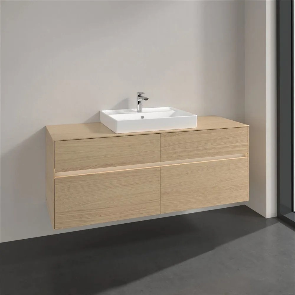 VILLEROY &amp; BOCH Collaro závesná skrinka pod umývadlo na dosku (umývadlo v strede), 4 zásuvky, s LED osvetlením, 1400 x 500 x 548 mm, Nordic Oak, C084B0VJ