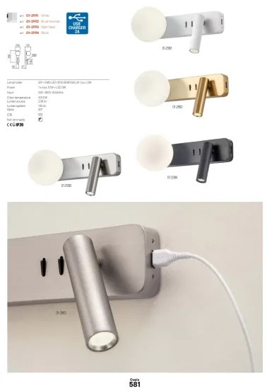 Redo 01-2993 - LED nástenné svietidlo OASIS LED/3W/230V+1xG9/10W USB CRI 90 chróm