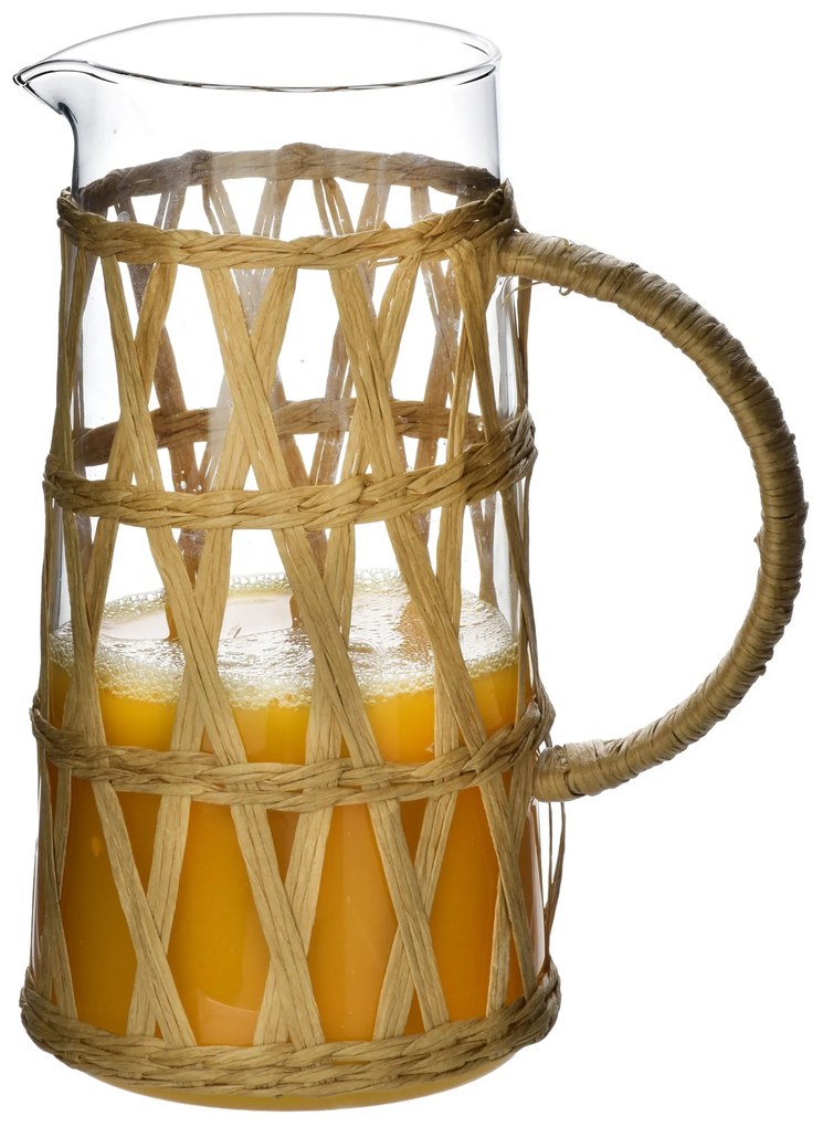 Skleněný džbánek s opletením BOHO 1,1 L transparentní