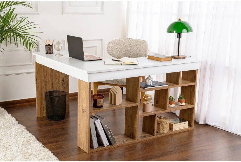 Pracovný stôl v dekore borovice 120x130 cm Vesper – Kalune Design