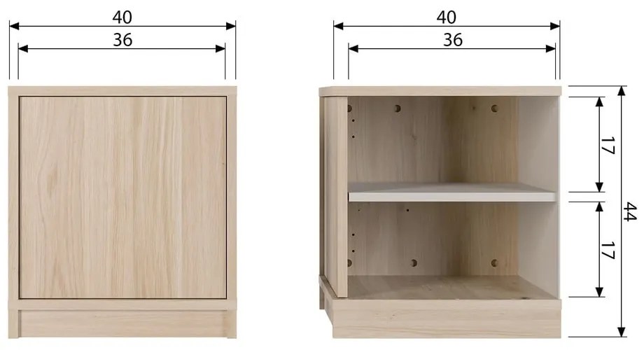 Modulárna skrinka v dekore duba v prírodnej farbe 40x44 cm Modulair – vtwonen