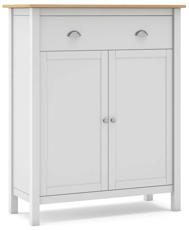 Biela/prírodná vysoká komoda z borovicového dreva 90x110 cm Misti – Marckeric