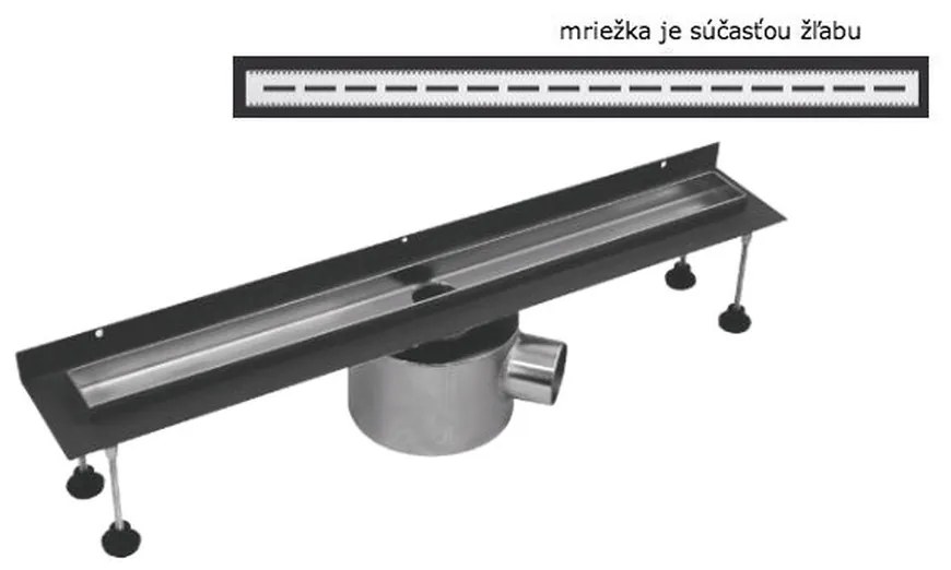 Sprchový žľab SLOT L - K STENE s horizontálnou a vertikálnou prírubou, 80 cm