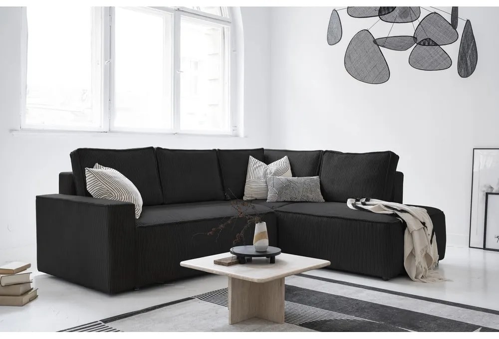 Antracitovosivá menčestrová rozkladacia rohová pohovka (pravý roh) Brave Dave – Miuform