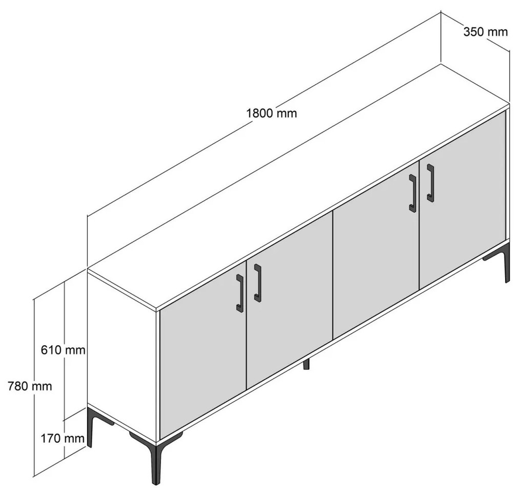 Komoda Kiev 180 cm antracit/hnedá