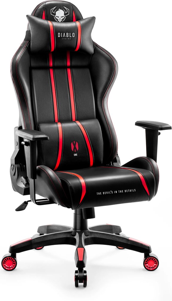 Herné kreslo z eko-kože Normal Size, čierny-červený: Diablo X-One 2.0