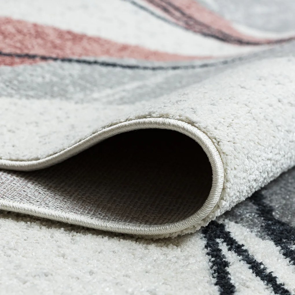 Dywany Łuszczów, Kusový koberec Fusion 5868 white/dark pink, 120x170, ružová, kancelária