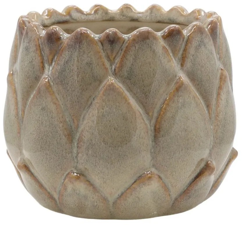 Latté obal na kvetináč s listovým vzorom Gaston - Ø 13*10 cm