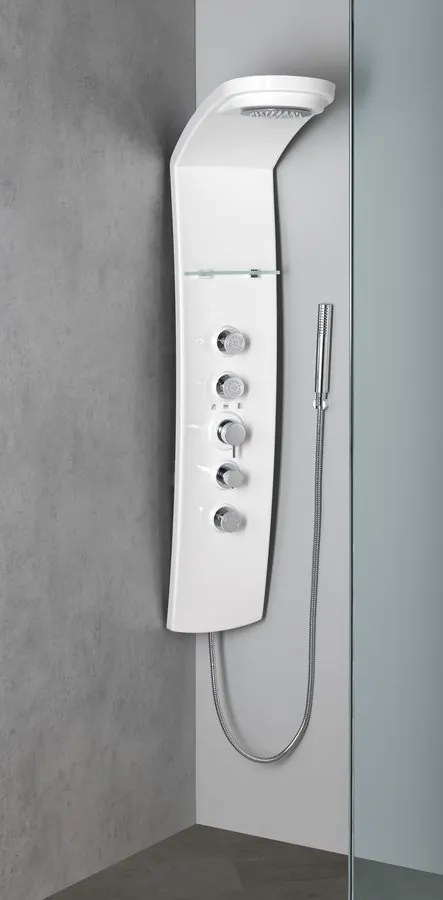 Polysan Polysan, LUK rohový sprchový panel s termostatickou batériou 250x1300mm, bielá, 80325
