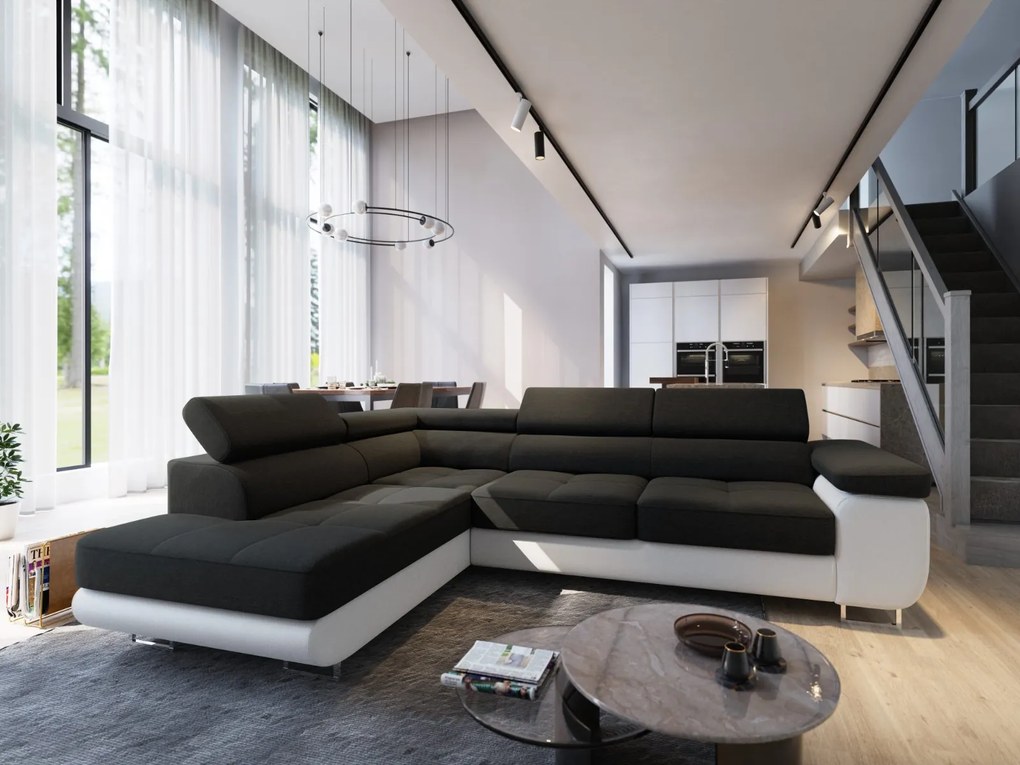 Rohová sedačka NOEL – rozkladacia, úložný priestor | Sawana 14 + Soft 17