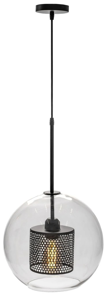 Toolight - Sklenená závesná lampa 30cm 1xE27 60W APP559-1CP, čierna, OSW-09669