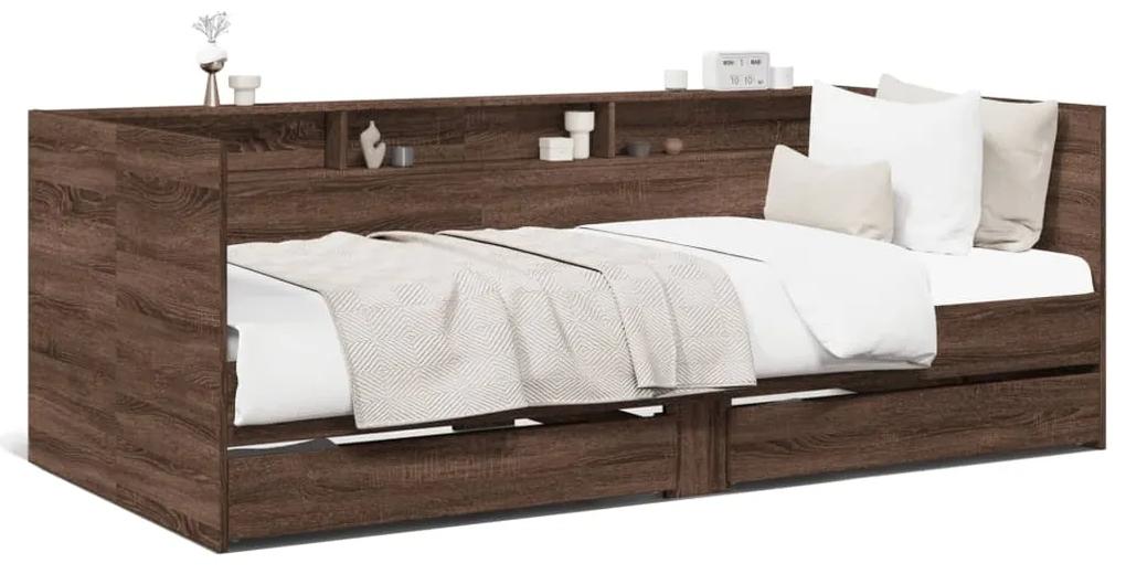 Denná posteľ so zásuvkami hnedý dub 90x190 cm kompozitné drevo 3280859