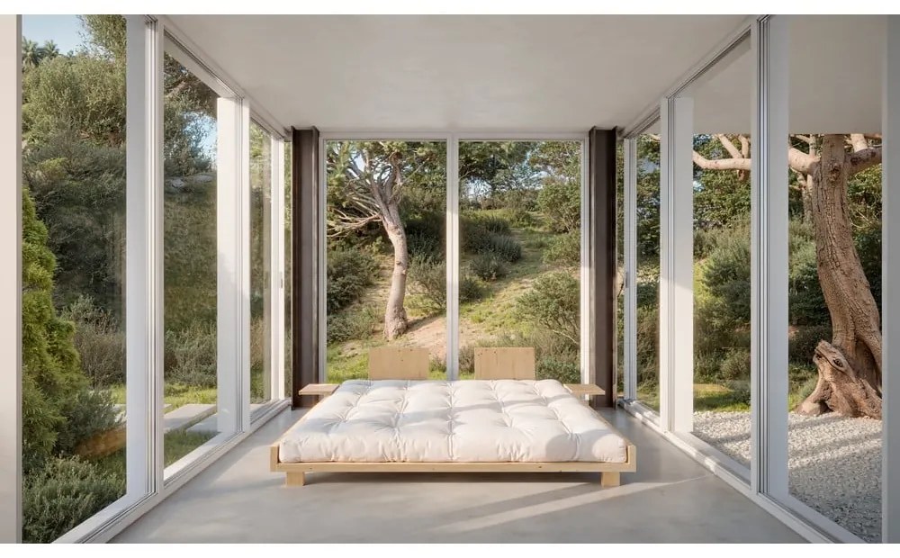 Dvojlôžková posteľ z borovicového dreva s roštom v prírodnej farbe 180x200 cm Social Bed – Karup Design