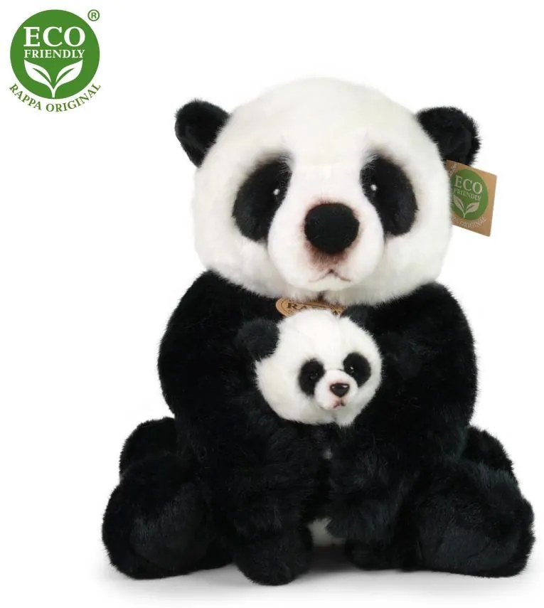 Plyšová panda s mláďaťom 27 cm ECO-FRIENDLY