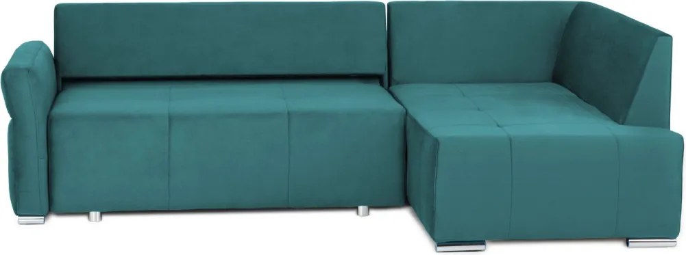 Rohová sedačka na trvalé spanie Island, petrolejová látka, pravý roh