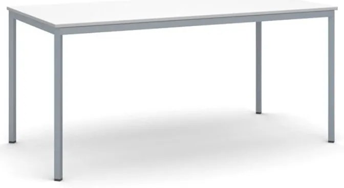 Jedálenský stôl, 160x80 cm, tmavo sivá podnož, biela