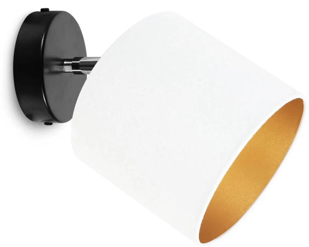 Stropné svietidlo MEDIOLAN, 1x biele/zlaté textilné tienidlo, (výber z 2 farieb konštrukcie - možnosť polohovania)