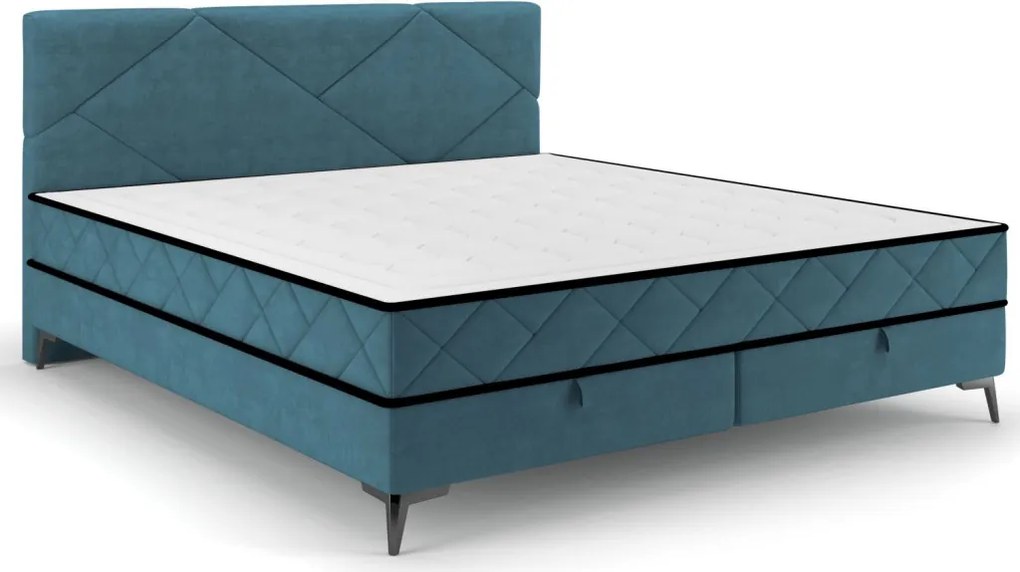 Posteľ Parana 160x200 cm, modrá aqua zamatová látka