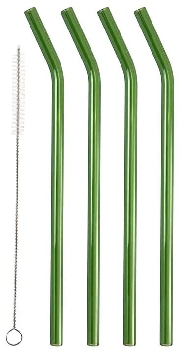 Sklenené slamky v súprave 4 ks s čistiacou kefkou – Lyngby Glas