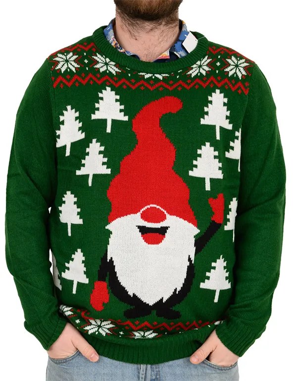 Vianočný sveter pánsky GNOME tmavozelený - rôzne veľkosti Veľkosť: L