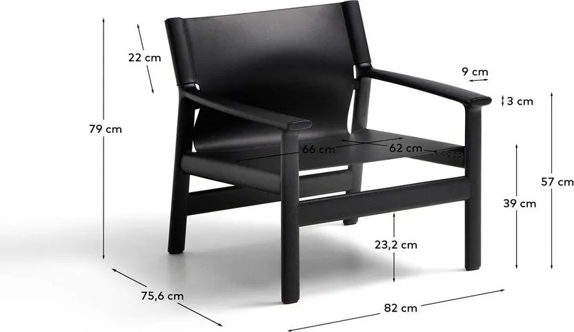 Čierne kožené kreslo Jan – Kave Home