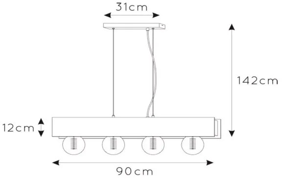 Lucide 30474/04/30 - Luster na lanku SURTUS 4xE27/60W/230V