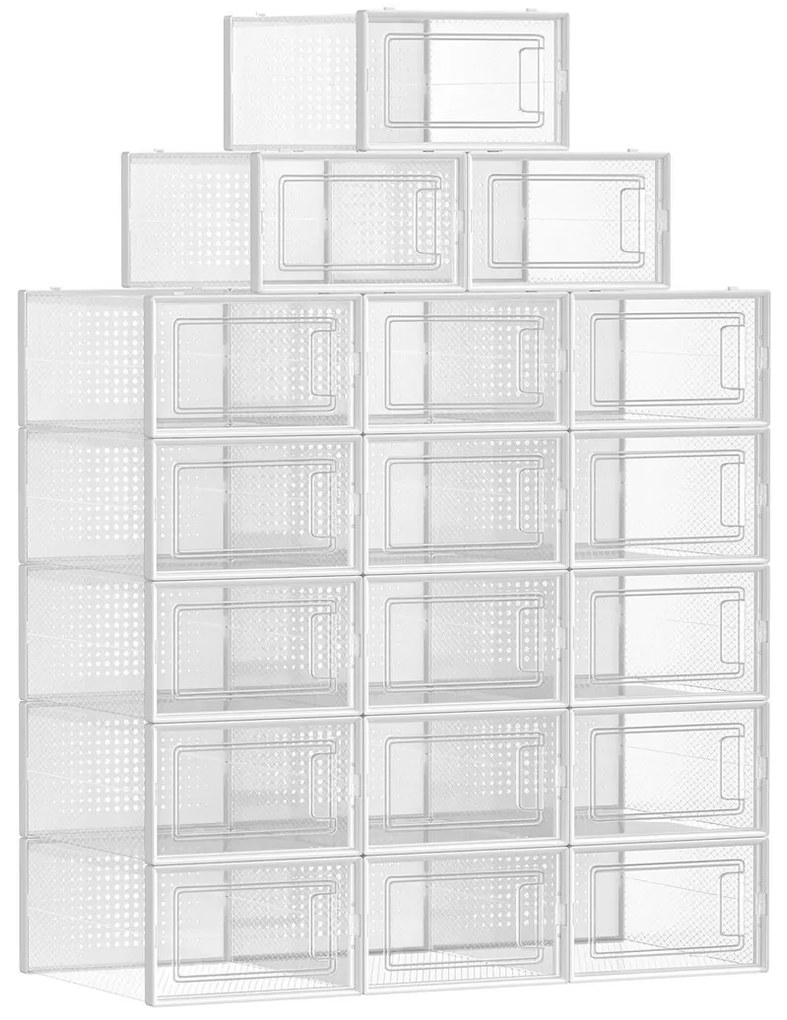 Úložný box Bill, sada 18ks, 23x14x33,5 cm, transparentná