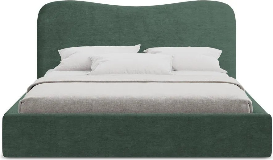 Zelená čalúnená dvojlôžková posteľ s úložným priestorom s roštom 140x200 cm Kahai – Makamii