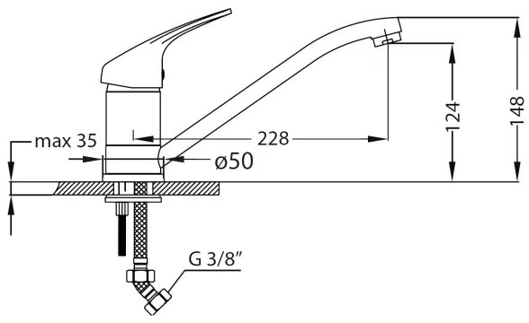 ALVEUS SETA259 - Kuhinjsko pomivalno korito BASIC + kuhinjska mešalna pipa RIVIERA 14,8 cm saten/krom