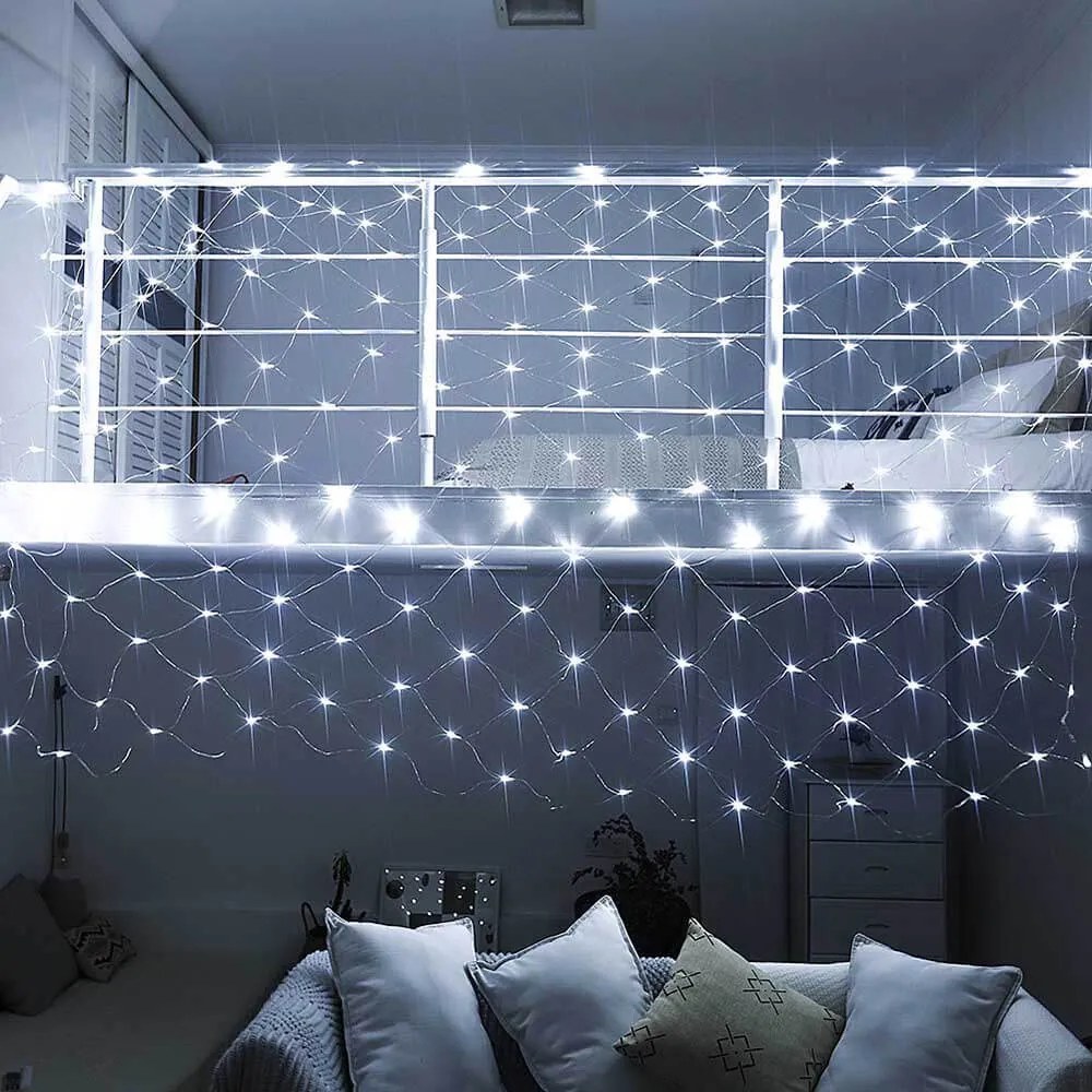 LED svetelná sieť, 128 LED, 2 rôzne farby- studená biela
